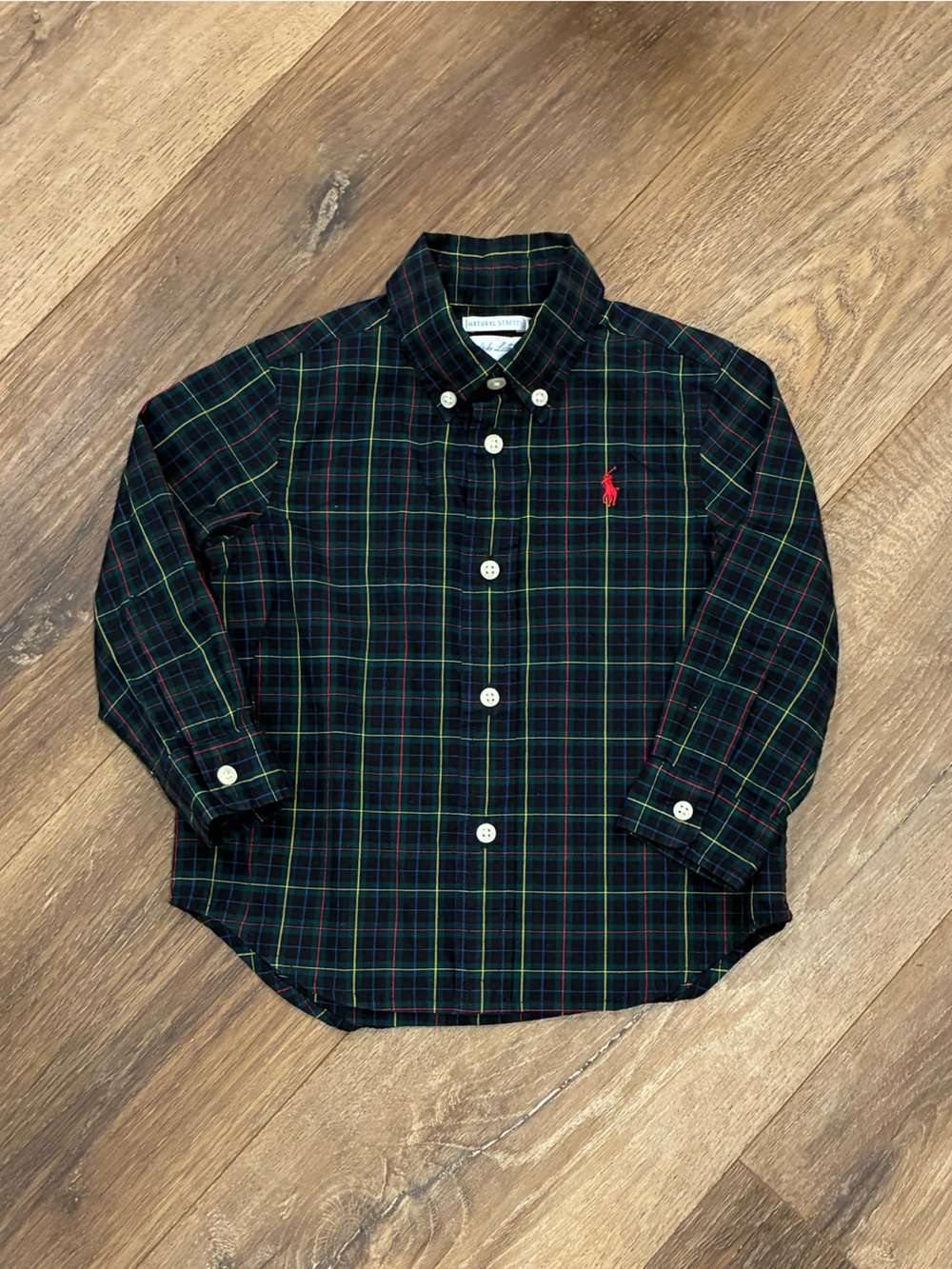 Ralph Lauren Green Plaid Button Down Dress Shirt Christmas Holiday Church 18m